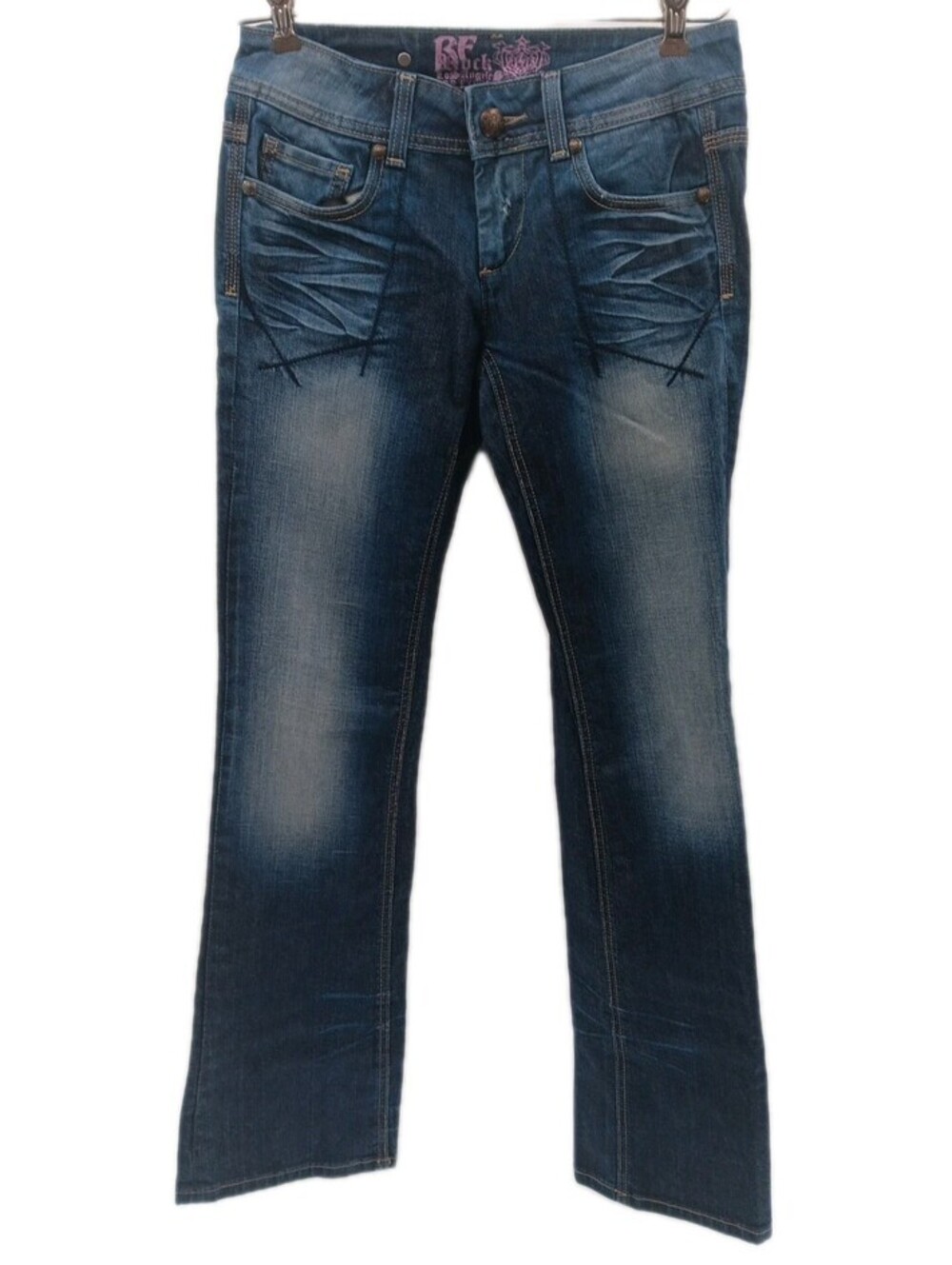 RF Rock For Express Jeans Womens 4 Blue Denim Bootcut Low Rise Y2K Retro Vintage